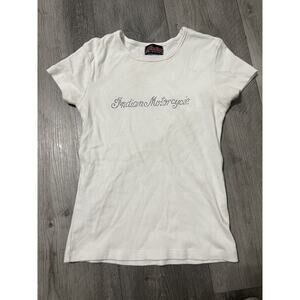 Women's Indian Motorcycle Y2K Ribbed T-Shirt Sequins Detail- Medium